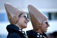 <p>Cosplayers dressed as Coneheads at Comic-Con International on July 19, 2018, in San Diego. (Photo: Chris Pizzello/Invision/AP) </p>