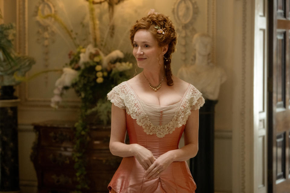 Christina Hendricks as Mrs St George inThe Buccaneers.