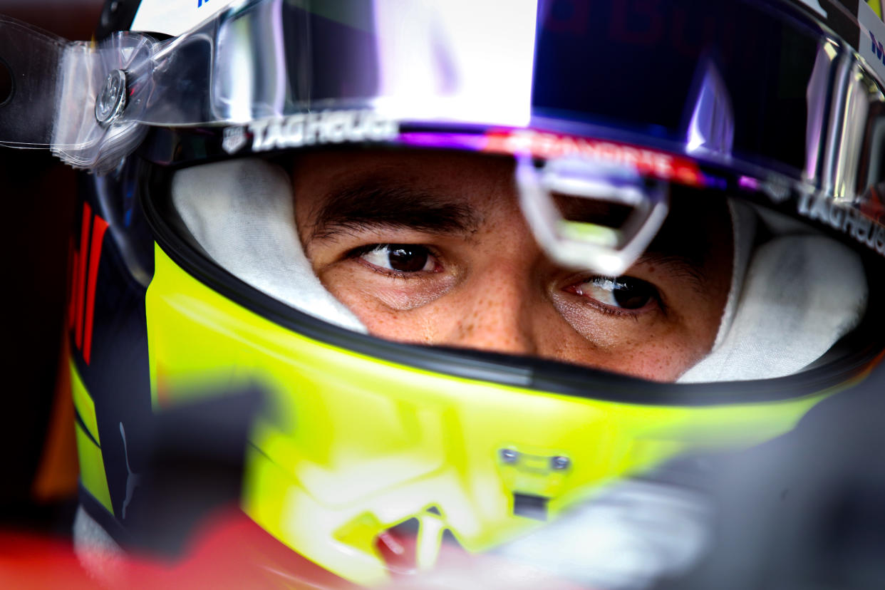 BAHRAIN, BAHRAIN - MARCH 27: Sergio Perez of Mexico and Red Bull Racing prepares to drive during final practice ahead of the F1 Grand Prix of Bahrain at Bahrain International Circuit on March 27, 2021 in Bahrain, Bahrain. (Photo by Mark Thompson/Getty Images)