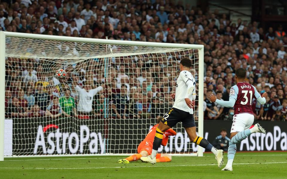 Leon Bailey of Aston Villa scores a goal to make it 3-0 during the Premier League match between Aston Villa and Everton at Villa Park.  - James Williamson - AMA/Getty Images