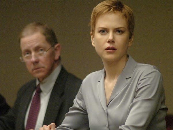 Nicole Kidman sitting in "Birth" with short wig