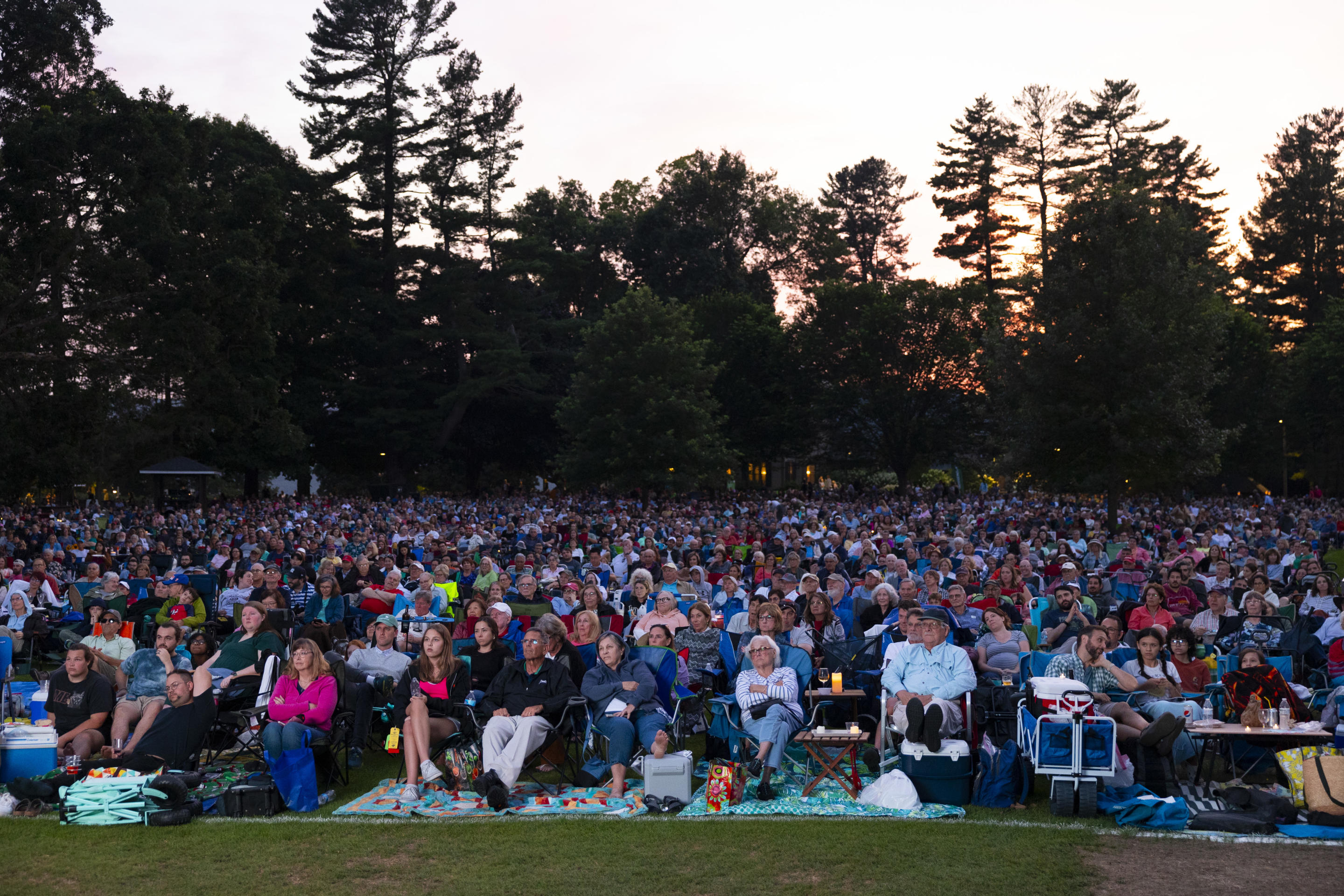 Last summer, people sat on the lawn at Tanglewood.