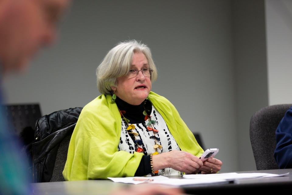 Winnebago County Board Member Jean Crosby debates restoring powers and duties to the Winnebago County Board chairman's office during a meeting Jan. 4, 2024, at the Winnebago County Administration Building.