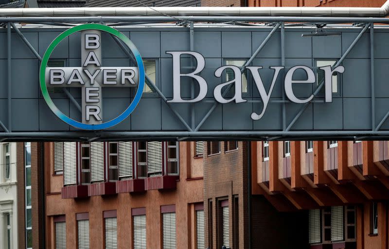 Logo of Bayer AG at a plant of the German pharmaceutical and chemical maker in Wuppertal