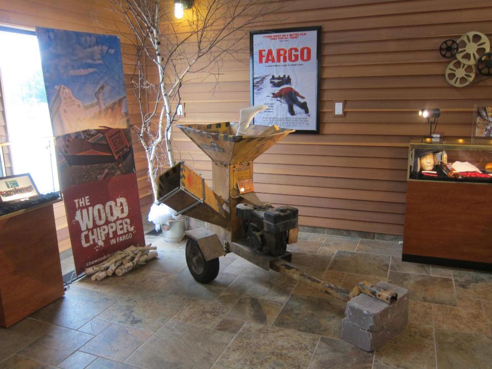 This July 15, 2013 photo shows the wood chipper used in the movie “Fargo” on display at the Fargo-Moorhead Visitors Center in Fargo, N.D. With just over 100,000 people, this city on the eastern edge of the state offers local culture with a good dose of pride and quirkiness. (AP Photo/Mikhail Iliev)