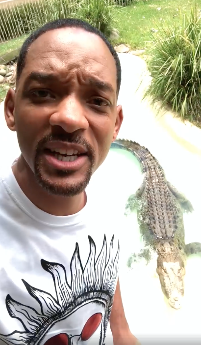 Will Smith showcased himself feeding a crocodile in a hilarious video he posted to Facebook. Source: Facebook / Will Smith