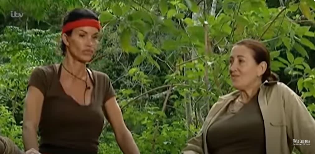 Janice Dickinson and Lynne Franks rowed many times on I'm A Celebrity. (ITV/screengrab)