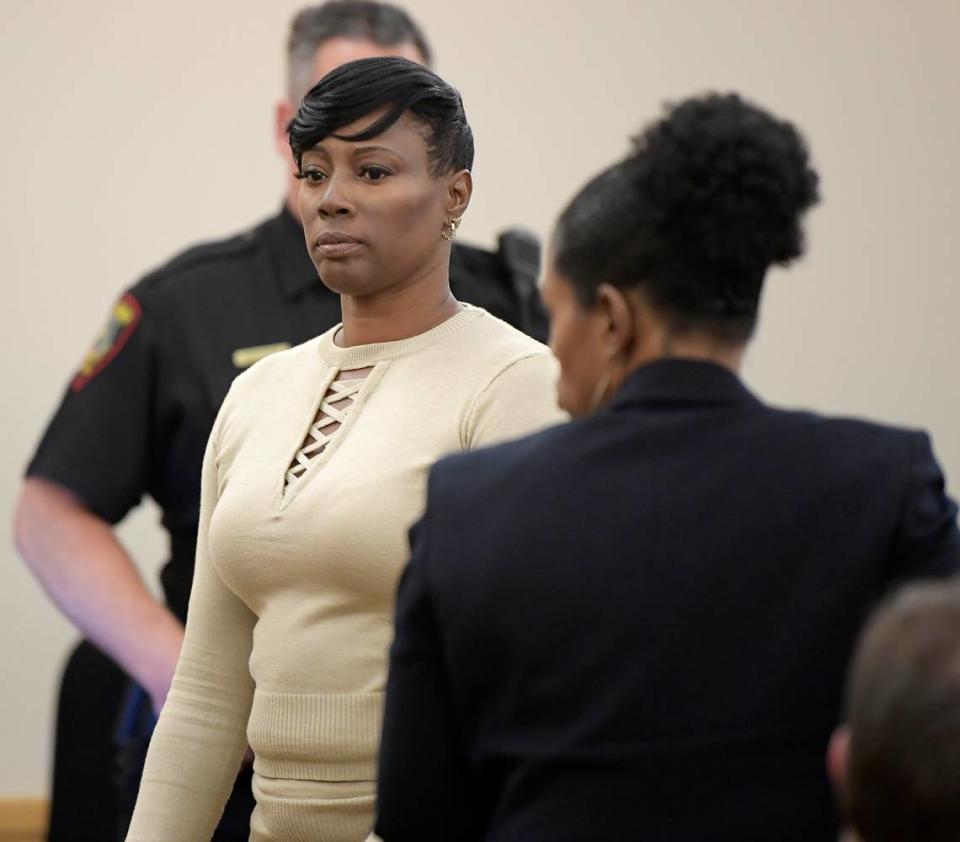 Crystal Mason, convicted for illegal voting and sentenced to 5 years in prison, during a break in Ruben Gonzalez’s court, State District Court 432 at Tim Curry Justice Center in Fort Worth, TX, Friday, May 25, 2018.