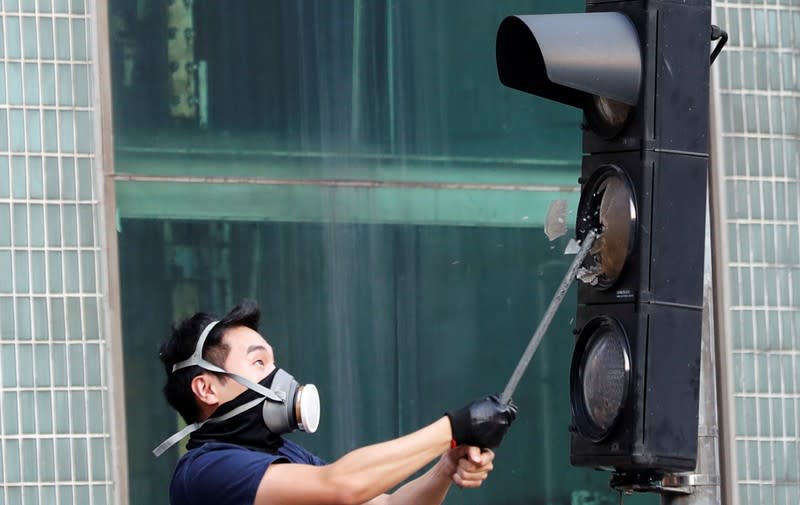 Anti-government demonstrators attend a protest march in Hong Kong