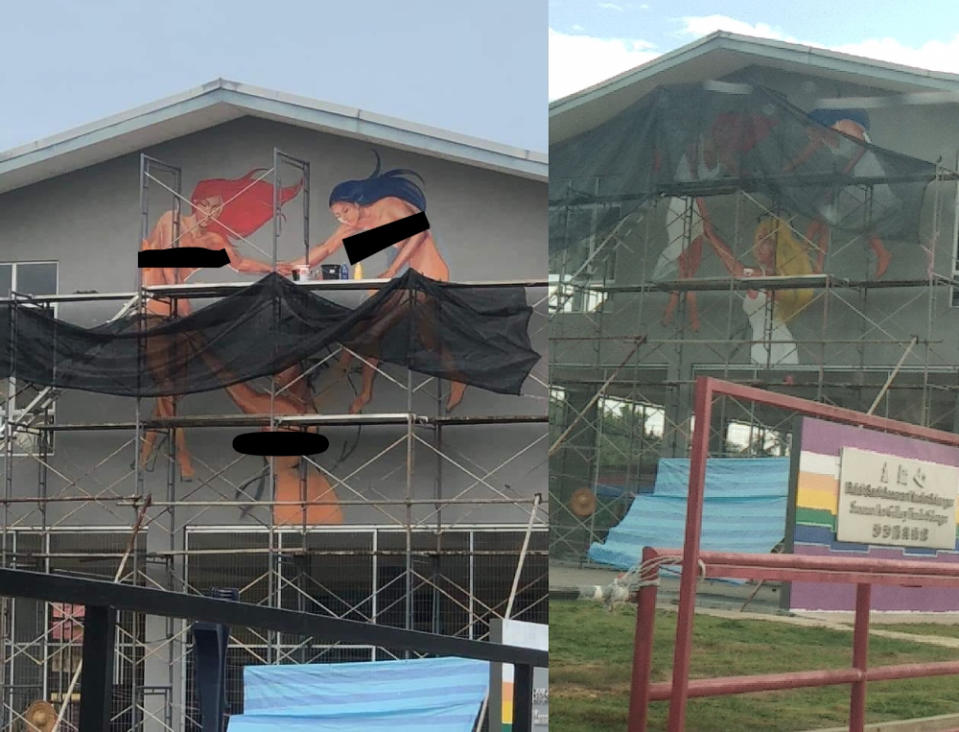 The artists explained that the mural was still a work in progress when it featured three naked women. — Screengrabs from Facebook/Nor Zigan Zigan