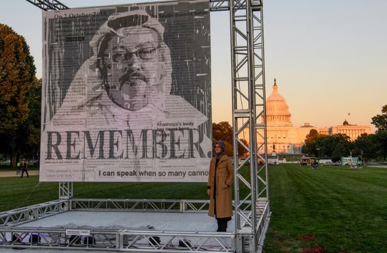 Portrait de Jamal Khashoggi à Washington, le 1er octobre 2021   - Nicholas Kamm © 2019 AFP