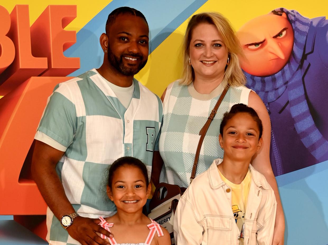 JB Gill and Chloe Gill with children Ace and Chiara attend screening of Despicable Me 4 at Odeon Luxe Leicester Square, Sunday, 30th June.  Despicable Me 4 in cinemas July 12 (Photo by Eamonn M. McCormack/Getty Images for Universal Pictures UK)