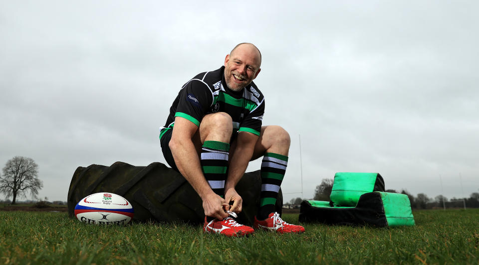 MINCHINHAMPTON, ENGLAND - FEBRUARY 15:  Mike Tindall of Minchinhampton RFC and 2003 RWC Winner poses for a portrait at Minchinhampton Rugby Club on February 15, 2022 in Minchinhampton, England. The Back in the Game campaign encourages grassroots social players back onto the pitch at their local rugby clubs. Tindall, now aged 43 still plays for his local Minchinhampton club. (Photo by David Rogers - RFU/The RFU Collection via Getty Images)