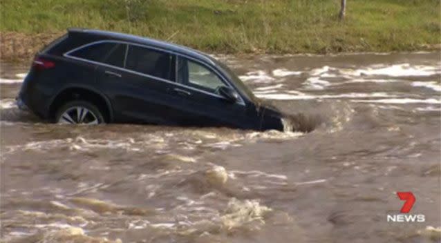 Gordon's $80,000 Mercedes was swept away along the Bremer River. Source: 7 News