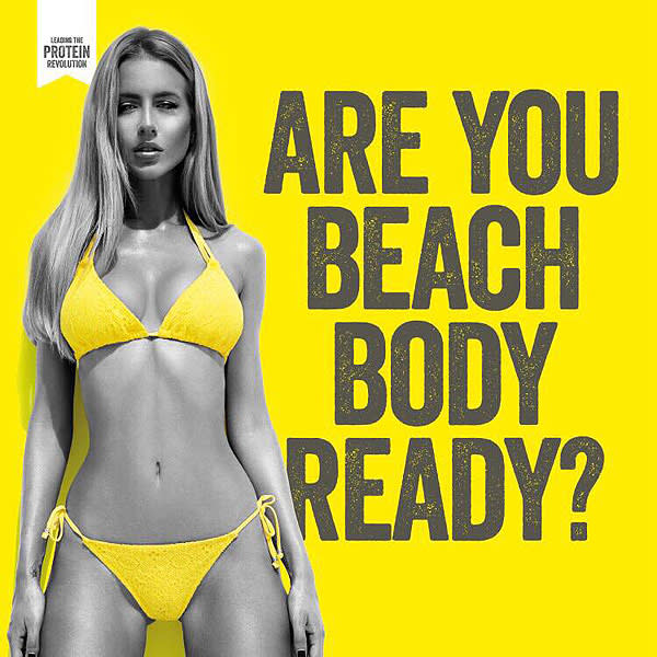 We think you're ready for this jelly. Plus-size model Ashley Graham has taken Protein World to task, teaming up with swimwear brand swimsuitsforall in the current backlash against the British supplement company's "Beach Body Ready" ads. <strong>PHOTOS: Hollywood's Hottest Bikini Bodies </strong> In a photo mocked up to match the same colors and motto as Protein World's "Are You Ready For This Beach Body?" billboard, Graham shoots a come-hither look over her right shoulder as she puts on (or takes off, depending on your perspective) a strappy black two-piece. "There's no reason to hide and every reason to flaunt!!" Graham captioned the Instagram pic. People clearly agree that the size 14 model looks sexy -- nearly 11,000 people have already liked her #curvesinbikinis post. <strong>NEWS: Plus-Sized Model Ashley Graham Flaunts Figure in Skin-Tight Dress</strong> Graham is vocal about promoting positive body image. Recently she explained to <em>Glamour</em> magazine, "I'm here to remind women that our bodies are beautiful at any size, as long as you are living a healthy lifestyle and taking care of yourself." The proof is in Graham's success, especially this year. She was the first plus-size model featured in a <em>Sports Illustrated</em> Swimsuit Issue ad -- for swimsuitsforall, naturally -- and is currently featured in Lane Bryant’s #ImNoAngel campaign. <strong>NEWS: Is Lane Bryant's Latest Plus-Size Ad a Dig at Victoria's Secret?</strong> The original criticism against Protein World's ads, created to promote their meal replacement aids, was loud and angry. Many of the billboards displayed in the London Underground have been vandalized, including British writer Miranda Fay’s graffiti, "Stop encouraging women to starve themselves," and another that changed the copy to read "#Eachbodysready." Twitter Protein World’s CEO Arjun Seth told the UK's Channel 4 news that the leaders of the latter defacement were "terrorists," and the supplement company later tweeted, "This is not feminism, it is extremism. #getagrip #BeachBodyReady #Winning." Even though Protein World played defense, the Advertising Standards Authority met with them on Wednesday and ultimately decided, in a statement, to ban the ads due to "health and weight loss claims." The billboards will be taken down in the United Kingdom. <strong>PHOTOS: Before & After: Celebs' Most Dramatic Transformations</strong> So you know who's really winning? Graham. Go ahead and flaunt those curves, girl. Watch Ashley Graham show off her bod -- and that same black bikini! -- in her Sports Illustrated swimsuit ad below.