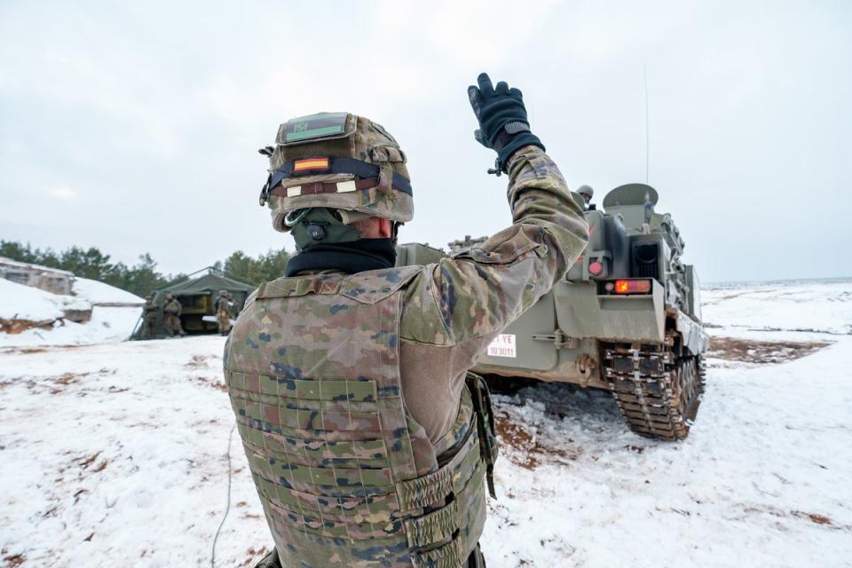 Nato soldiers take part in an exercise in Latvia (Getty Images)