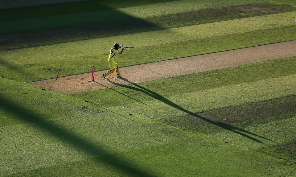 <p>Chris Jordan clean bowls Glenn Maxwell in June’s Twenty20 international between England and Australia at Edgbaston. England won the game by 28 runs. England responded from losing the 2017-18 Ashes to Australia and defeat to New Zealand with series wins over India and Sri Lanka in 2018 (Mike Egerton/PA) </p>