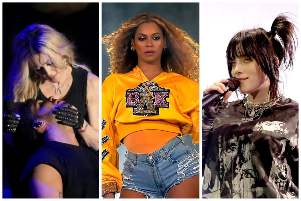 From left: Madonna and Drake; Beyonce; Billie Eilish (Getty Images)