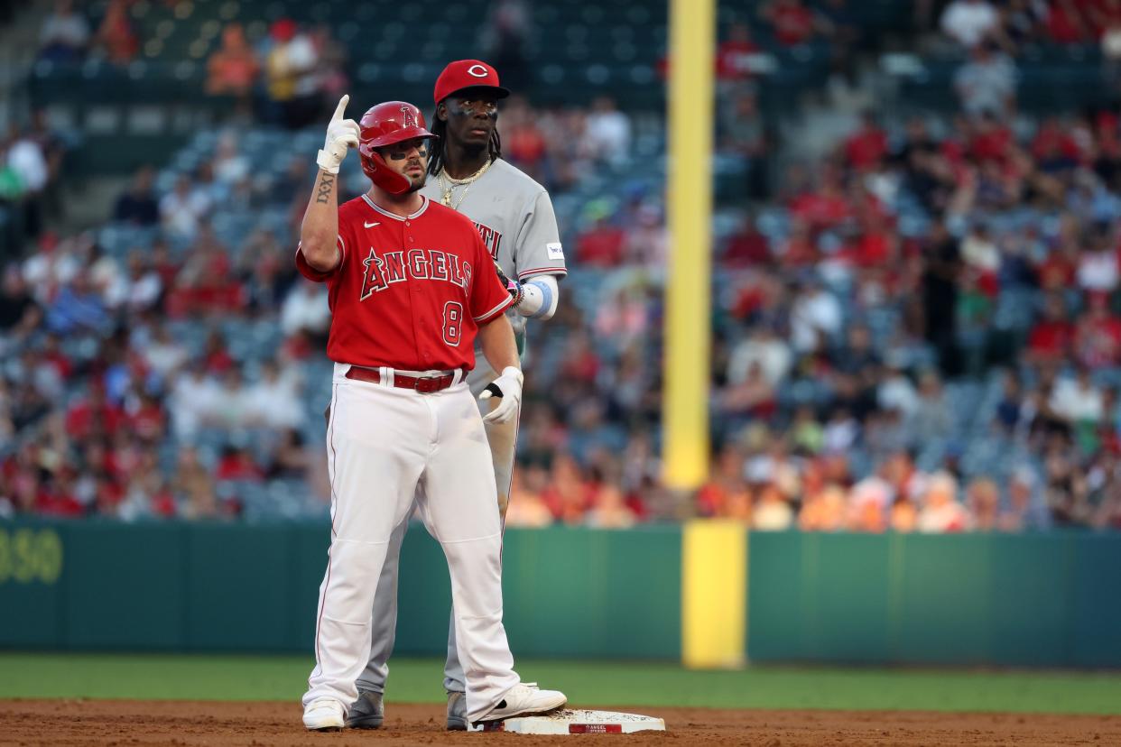 Mike Moustakas with the Los Angeles Angels