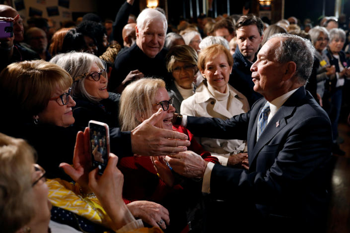Michael Bloomberg with supporters