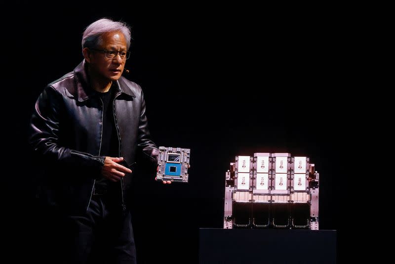 FILE PHOTO: Nvidia Corp Chief Executive Jensen Huang speaks at the COMPUTEX forum in Taipei