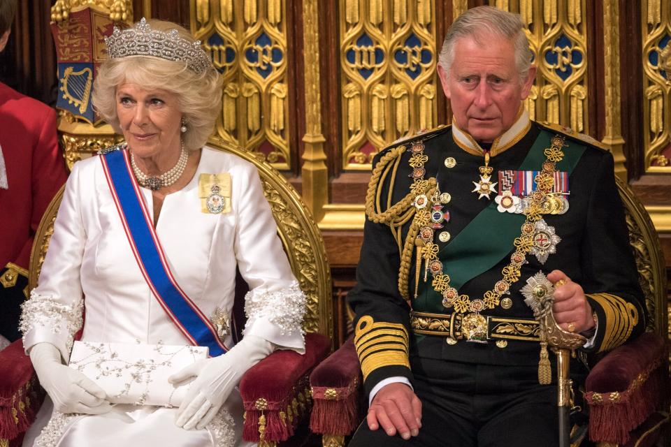 Prince Charles, Prince of Wales and Camilla, Duchess of Cornwall sit during State Opening of Parliament in the House of Lords at the Palace of Westminster on May 18, 2016 in London, England. The State Opening of Parliament is the formal start of the parliamentary year. This year's Queen's Speech, setting out the government's agenda for the coming session, is expected to outline policy on prison reform, tuition fee rises and reveal the potential site of a UK spaceport.
