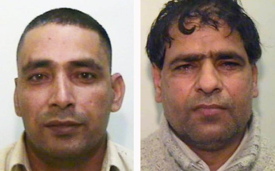 Abdul Aziz (right), referred to as the Master of the Rochdale grooming gang, with fellow gang member Adil Khan on the left - PA