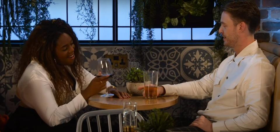 Dee-Dee and Joel on a date in ‘Corrie' (ITV)