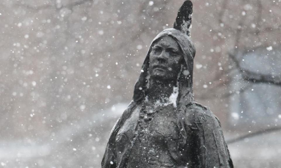 The statue of Pocahontas in the grounds of St George’s church, Gravesend.