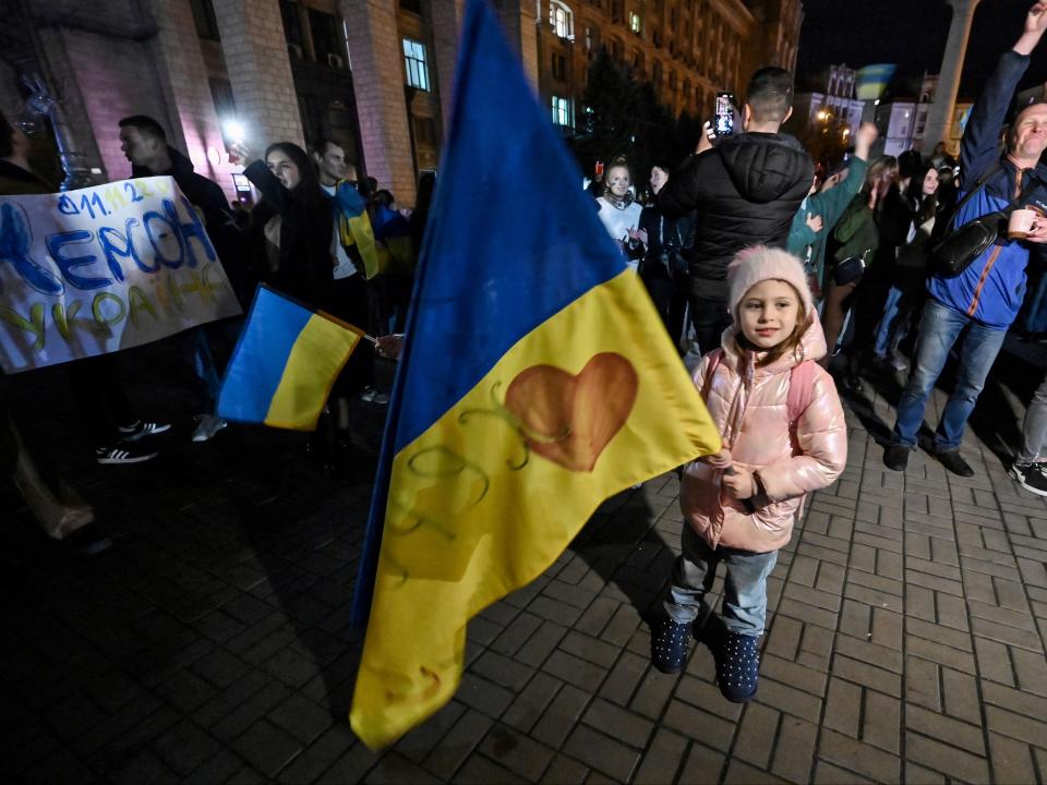 Crowds flocked to Maidan Square to celebrate the liberation of Kherson (AFP via Getty Images)