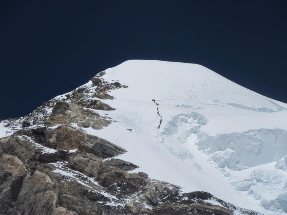 The final stretch of K2, as seen in this photo taken in 2014, involves around two hours of climbing up steep snow.