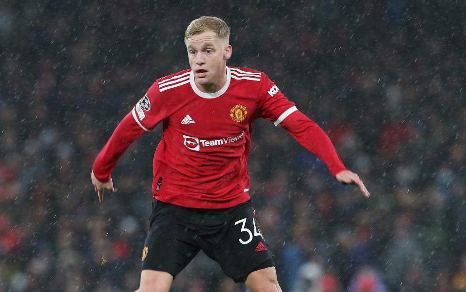 Donny van de Beek of Manchester United in action during the UEFA Champions League group F match between Manchester United and BSC Young Boys - Getty Images