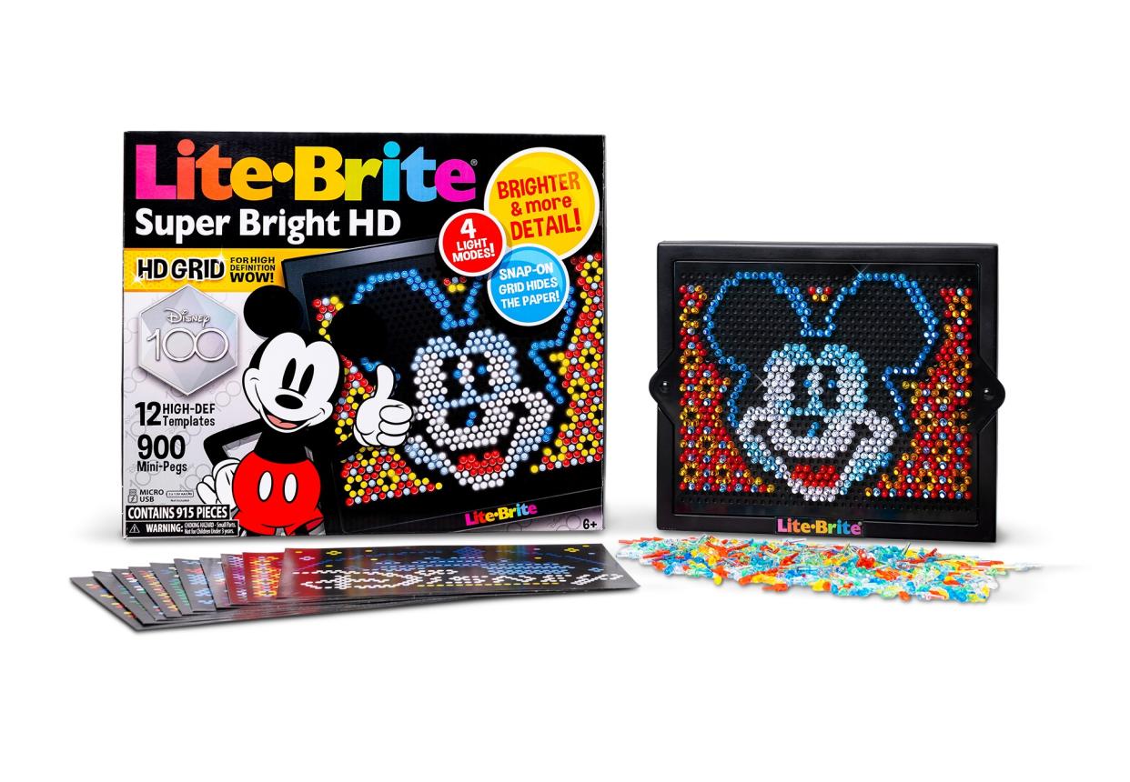 Get animated with Lite Brite's new Disney edition celebrating 100 years of the Mouse House. (Photo: Courtesy Basic Fun)