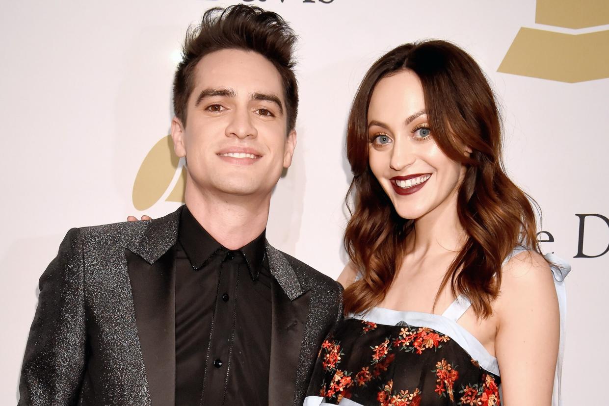 Recording artist Brendon Urie (L) and Sarah Orzechowski attend the 2017 Pre-GRAMMY Gala And Salute to Industry Icons Honoring Debra Lee at The Beverly Hilton Hotel on February 11, 2017 in Beverly Hills, California.