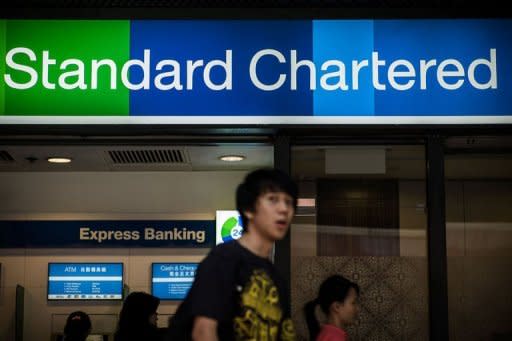 A branch of Standard Chartered bank in Hong Kong on August 1, 2012. New York's Department of Financial Services has threatened the bank with fines and possible suspension of its license to operate in the state, hub of the US financial industry, in the latest US move against foreign banks trading with Tehran