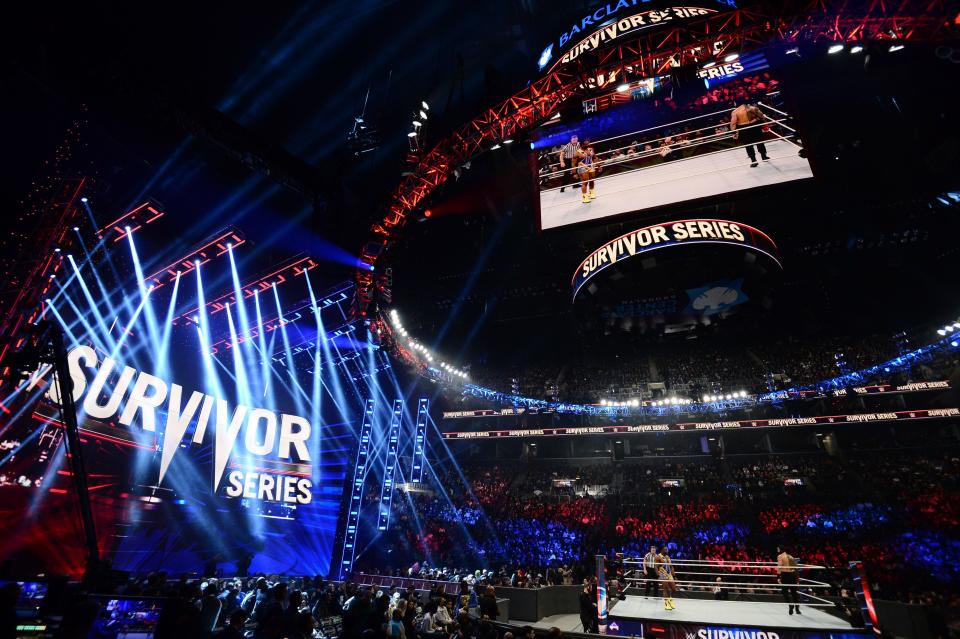 The stage for WWE Survivor Series 2021 at Barclays Center.