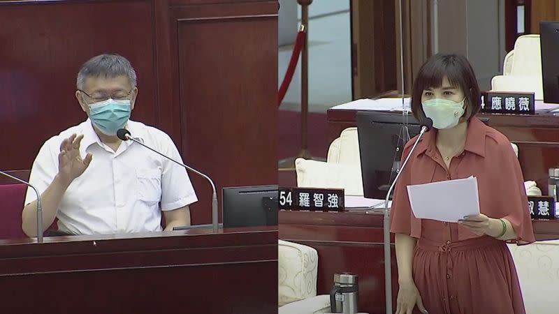 ▲台北市長柯文哲今日在議會接受議員王欣儀質詢時，被問到「綠畜」是否為負面詞語？柯文哲則回應「不要對號入座就好了」。（圖／翻攝台北市議會直播）