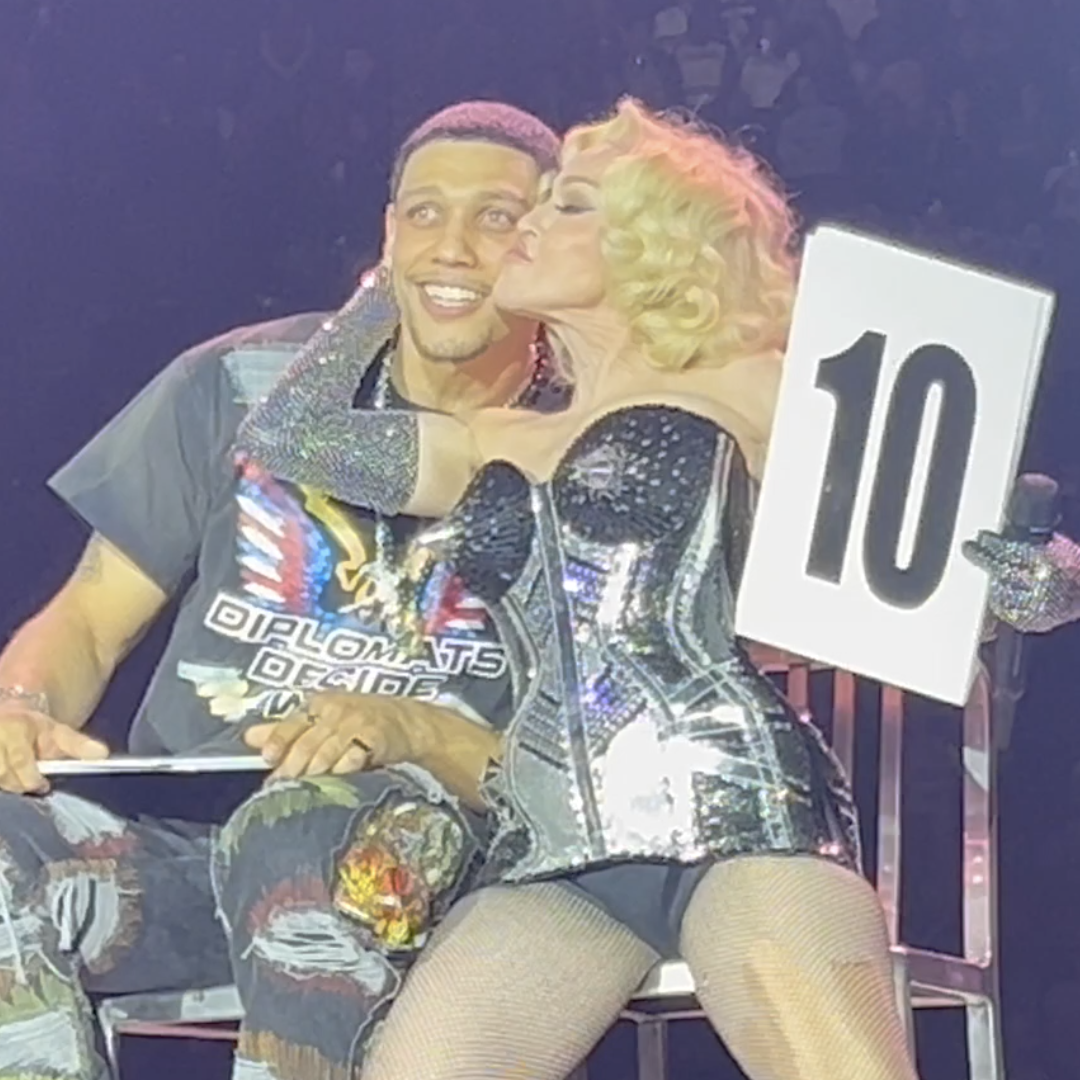  Madonna brings boyfriend Josh Popper onstage during New York City concert. 