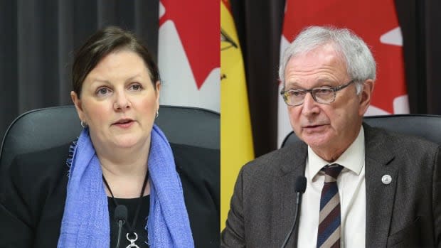 Dr. Jennifer Russell and Premier Blaine Higgs held a live-streamed COVID-19 update Thursday. (Government of New Brunswick - image credit)