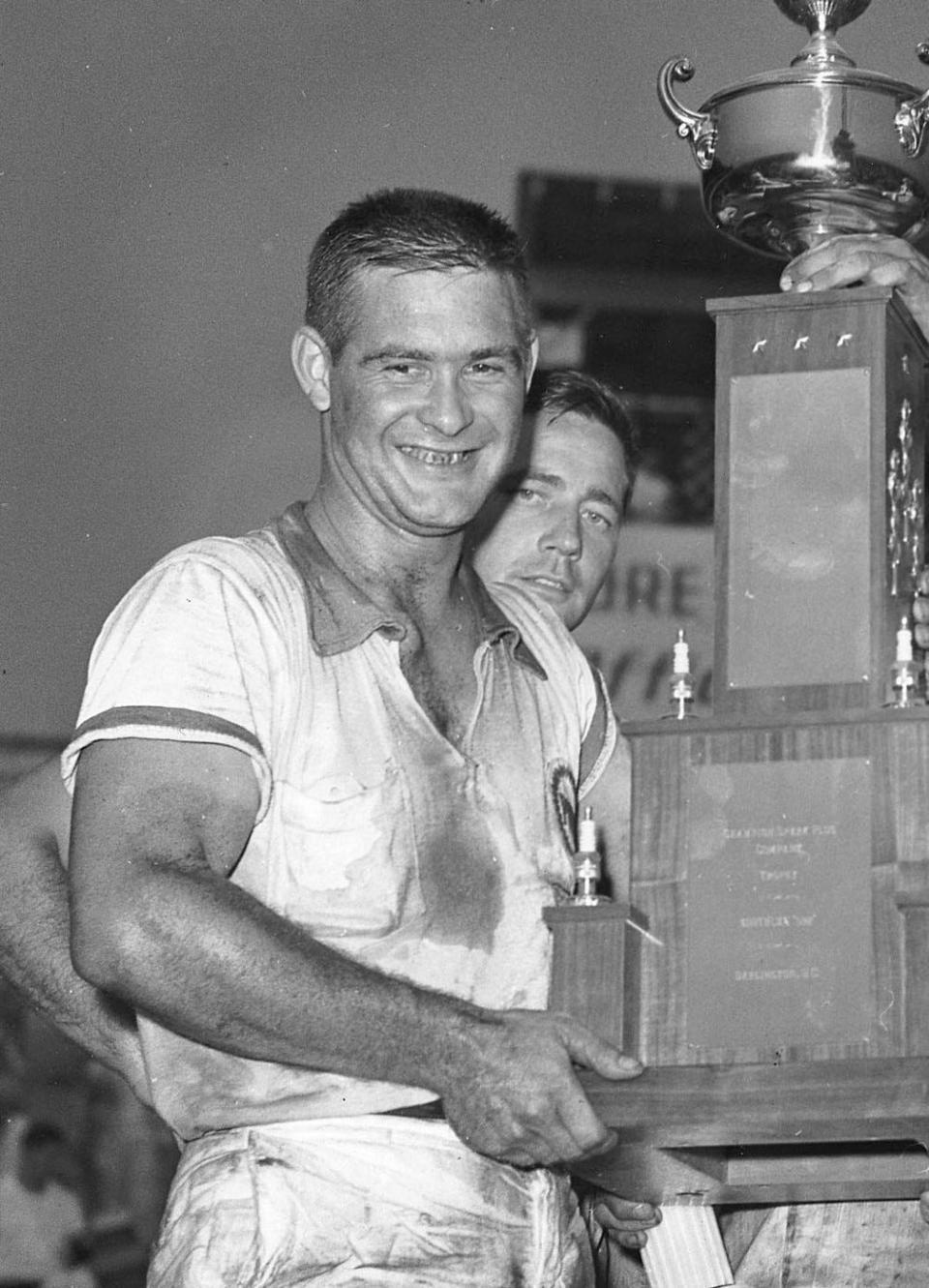 Speedy Thompson after his 1957 Southern 500 win.
