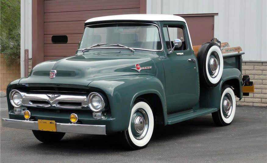 <p>Die-hard Ford truck fans value the first-gen Ford trucks, but let's be honest-compared to these striking 1953-1956 trucks, they look homely. These well-proportioned second-generation Fords were the first with a wraparound windshield and the first to wear a modern nameplate (F-100 vs. the old F1 designation). These machines were more than just stylish. In 1954, Ford replaced the aging flathead with a new overhead-valve design V-8 engine that made close to 180 hp by 1956-up about 70 hp over the old engine. And 1953 marked the debut of the automatic transmission with integrated torque converter in a Ford pickup truck.</p>