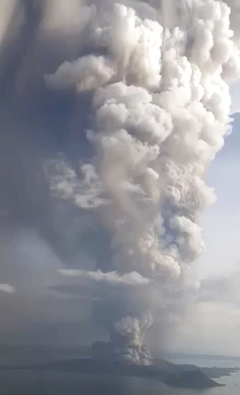 View of the Taal volcano eruption seen from Tagaytay