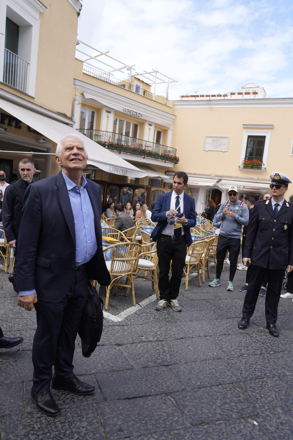 European Union foreign policy chief Josep Borrell arrives for the G7 Foreign Ministers meeting, on the Island of Capri, Italy, Wednesday, April 17, 2024. Group of Seven foreign ministers are meeting on the Italian resort island of Capri, with soaring tensions in the Mideast and Russia's continuing war in Ukraine topping the agenda. The meeting runs April 17-19. (AP Photo/Gregorio Borgia)