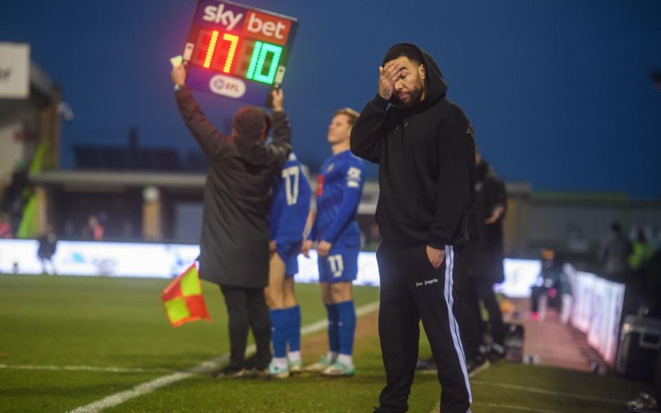 Deeney watched his 10-man side lose 2-0 to Harrogate Town