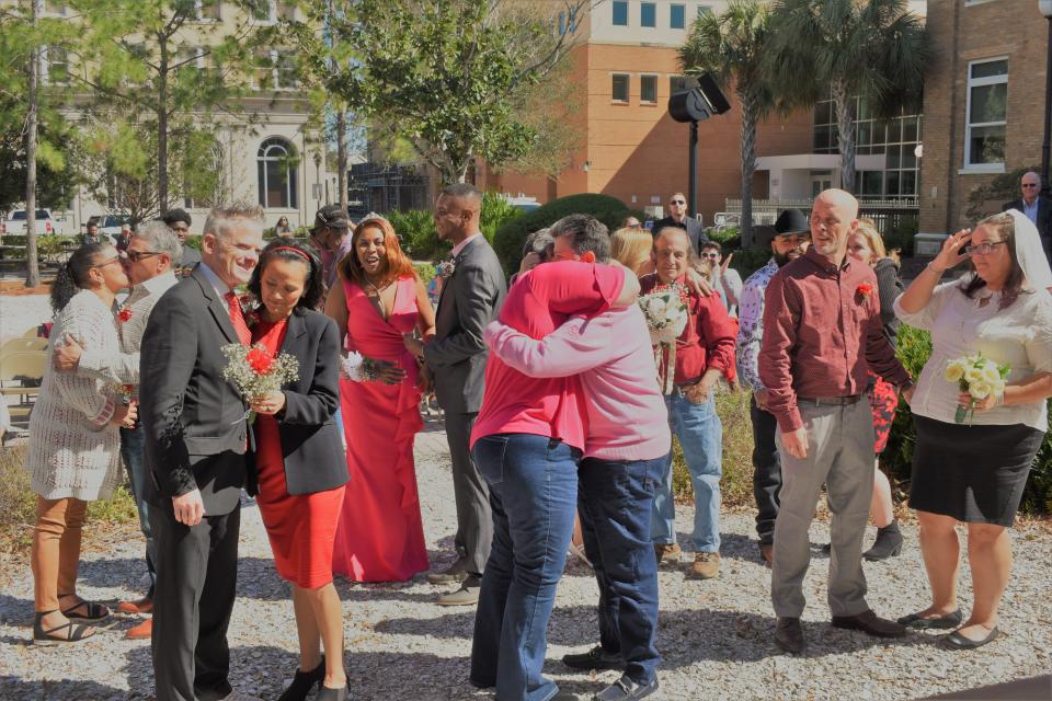 The Manatee County Clerk & Comptroller’s Office is planning its third annual Valentine’s Day Group Wedding. Last year, Clerk & Comptroller Angel Colonneso united 12 couples in wedded bliss. The event consists of a single group ceremony that begins at 2 p.m. on the front lawn of the Manatee County Historic Courthouse, 1115 Manatee Ave. W., Bradenton. Some fees are waived and couples and their guests will be treated to refreshments and cake, Colonneso said. Couples must sign up by Feb. 7. Visit third-annual-clerk-vday-group-wedding.eventbrite.com for more information and to register.