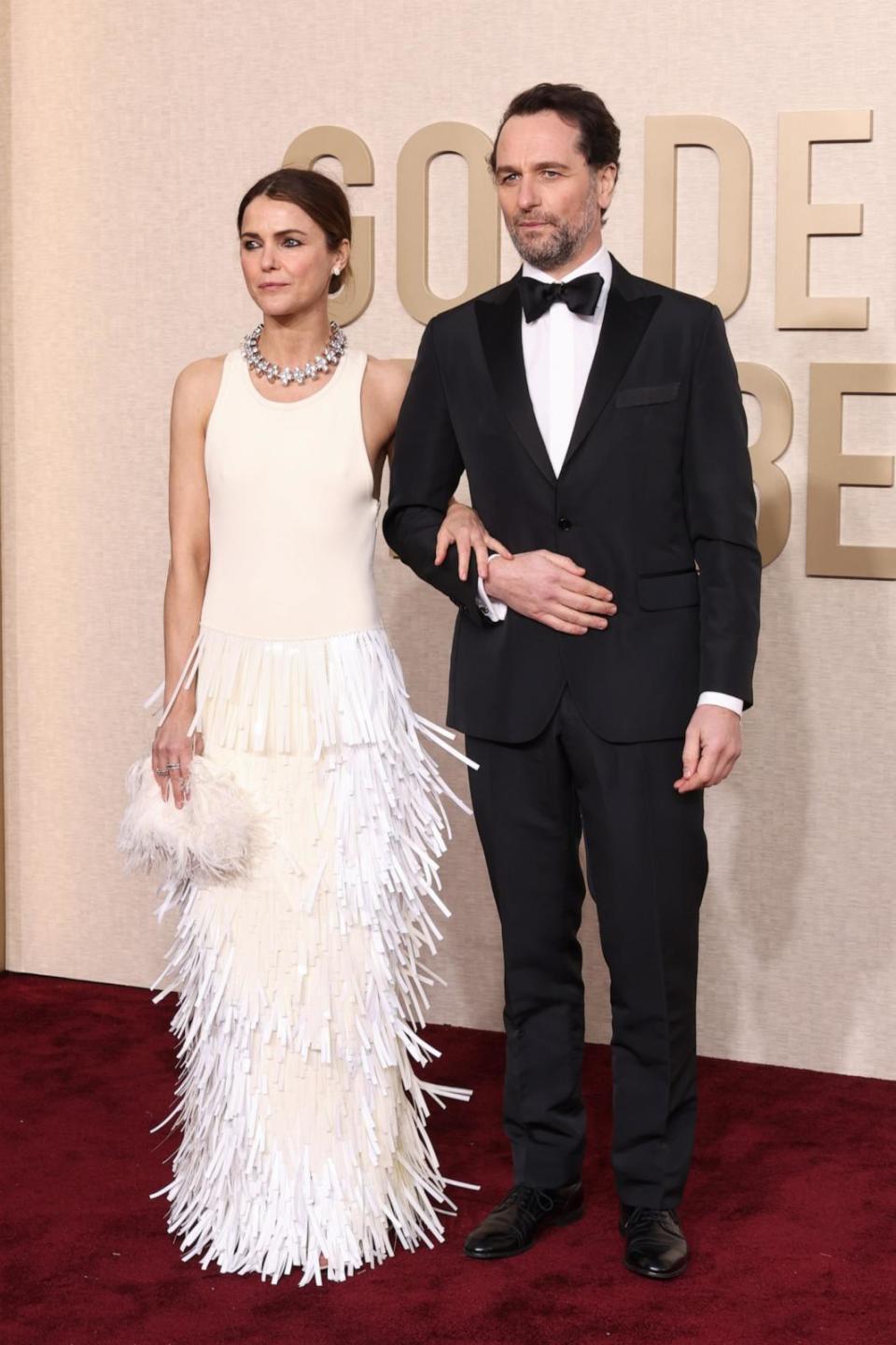 PHOTO: Keri Russell and Matthew Rhys attend the 81st Annual Golden Globe Awards at The Beverly Hilton on Jan. 7, 2024 in Beverly Hills. (Amy Sussman/Getty Images)