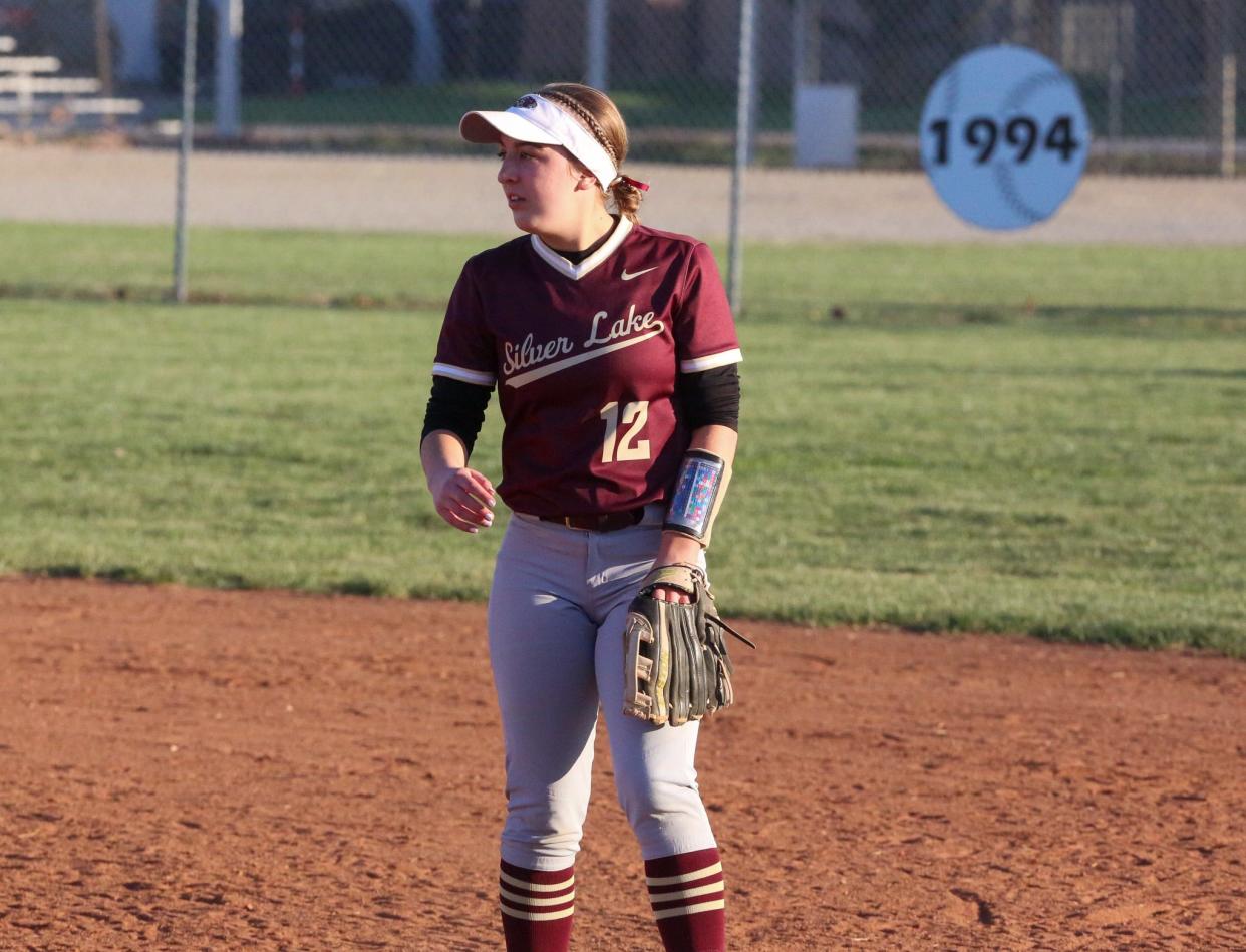 Silver Lake's McKinley Kruger plays second base and was a key player for the Eagles' state championship winning basketball team