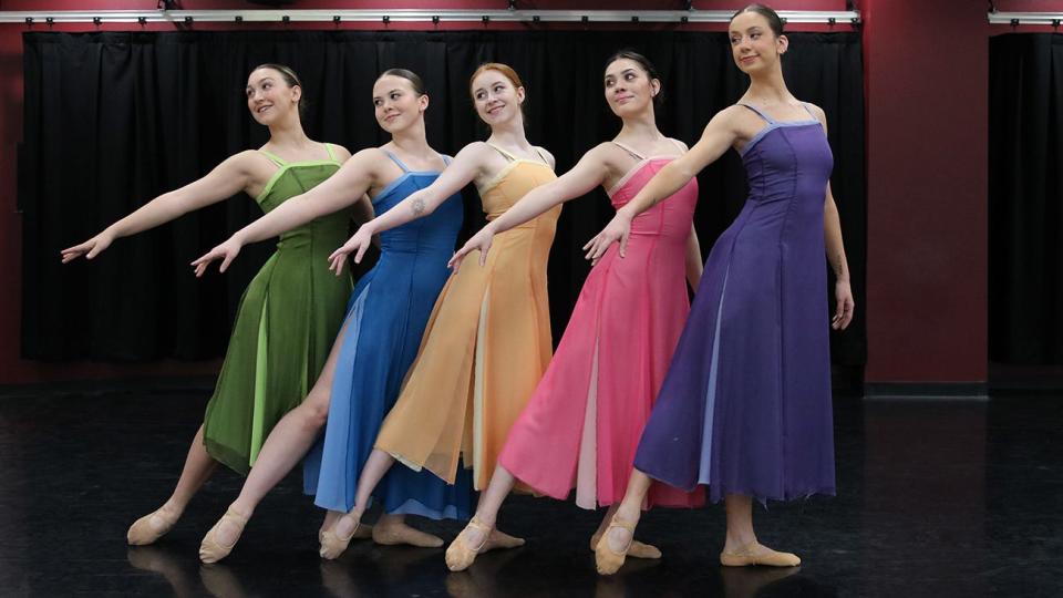 West Texas A&M University Dance will present its spring concert, “Portraits of Dance,” from April 25 to 28. Dancers include, from left, Anna Martin, Kaleigh De La Cruz, Krisanne Freeman, Alyssa Acosta and Jamison Uselding.