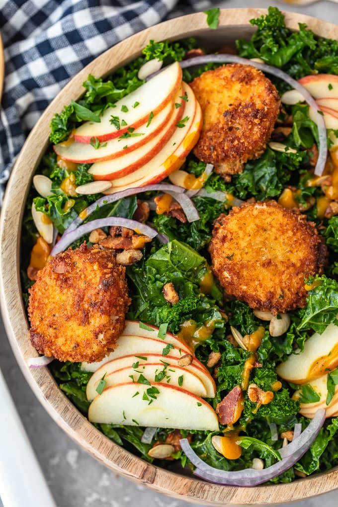 Kale Salad With Apples and Fried Goat Cheese