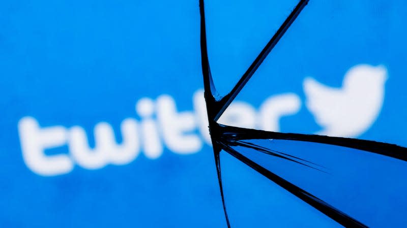 Twitter logo image cracked screen